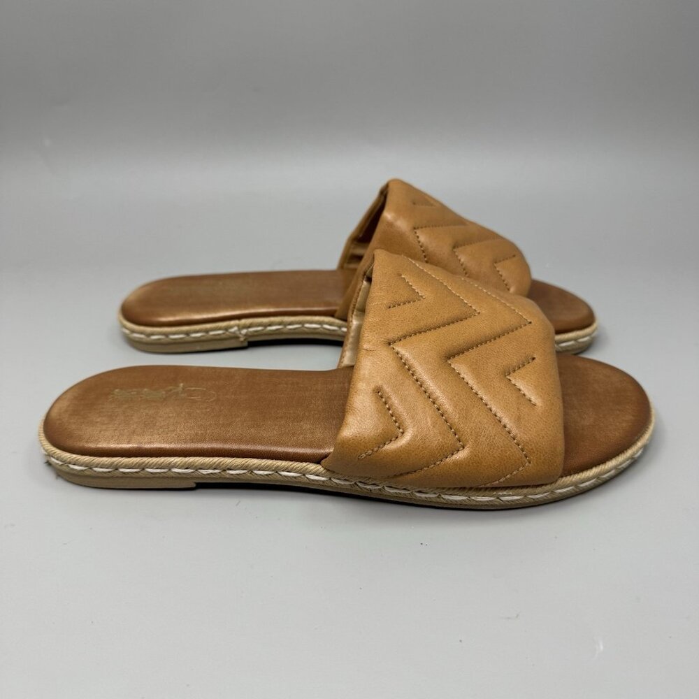 Coach Tan Leather Slide Sandals